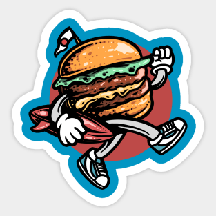 surfing burger cartoon Sticker